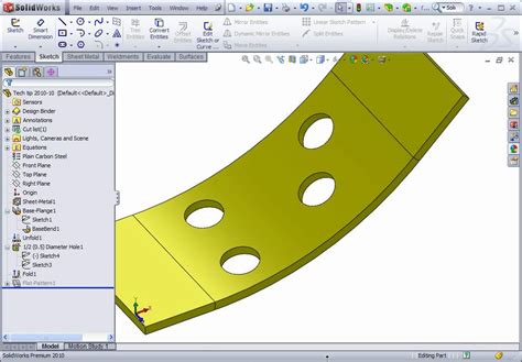 how to create round part in sheet metal sw|solidworks sheet metal shapes.